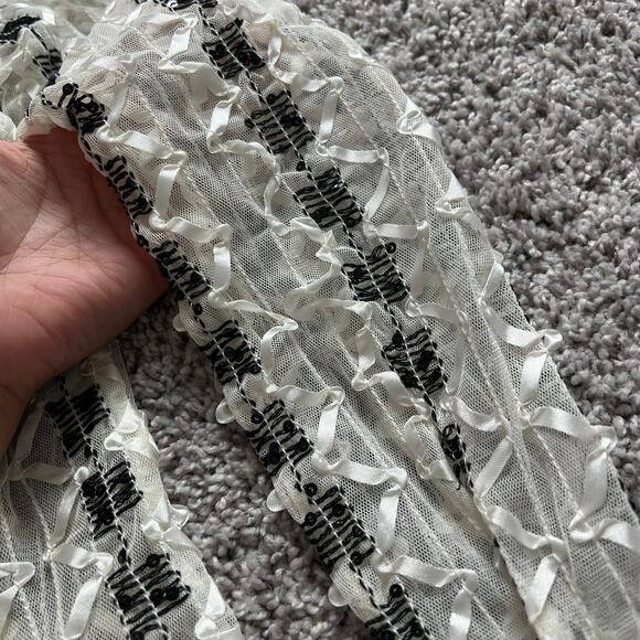 Kenar Mesh embellished top button down long‎ sleeve artsy - Picture 7 of 10